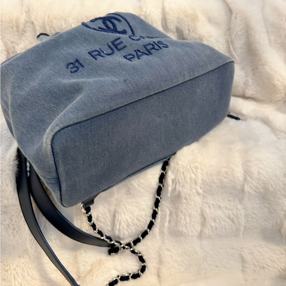 CHANEL Denim Sequin Drawstring Backpack - Picture 6 of 11